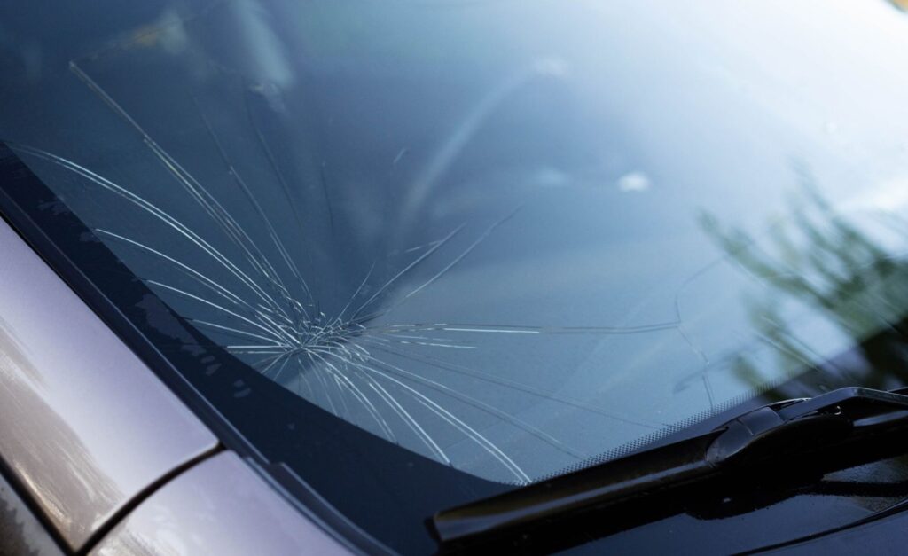 cracked windshield about to be replaced by Twin Cities Auto Glass